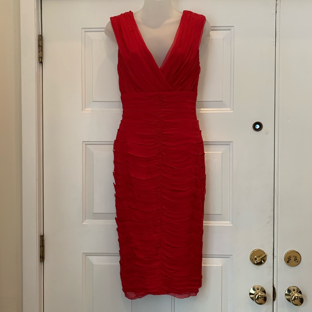 Tadashi Collection Red Silk Dress S/OC9135M